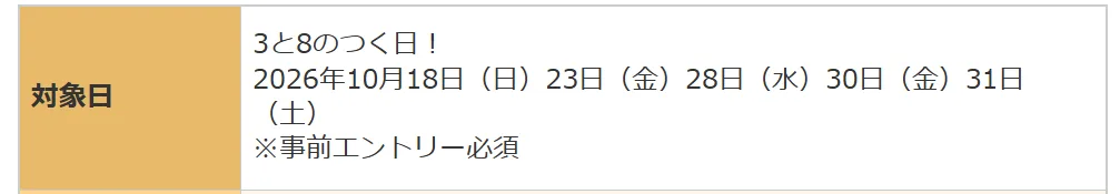 10月のキャンペーン対象日